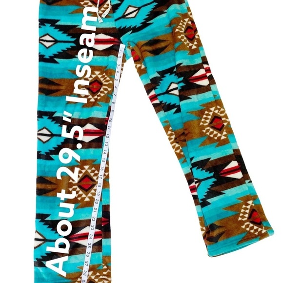 Trail Crest Velour Vibrant Southwest Print Pajama Pants Size Large - Picture 4 of 10